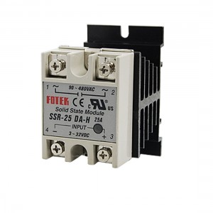Single Phase Solid State Relay SSR 25DA 25A 3-32V DC / 90-480VAC + Heat Sink