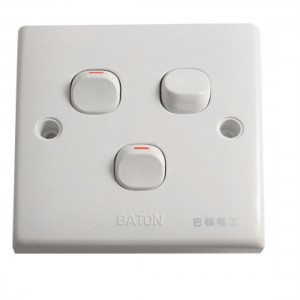 Home White Plastic 3 Gang 3 Way Wall Switch Plate New AC 250V 10A