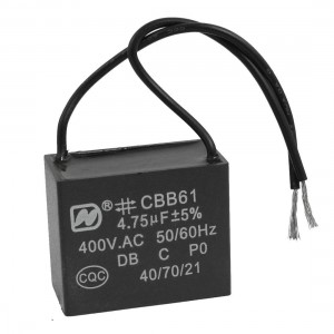 Metallized Polypropylene 2 Wires Motor Fan Capacitor 400VAC 4.75uF CBB61
