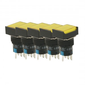 5 Pcs Panel Mount Momentary Yellow Lamp Rectangular Push Button Switch DC 24V