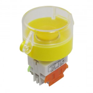 660V 10A 1NO 1NC Momentary Yellow Button Protective Cover Pushbutton Switch