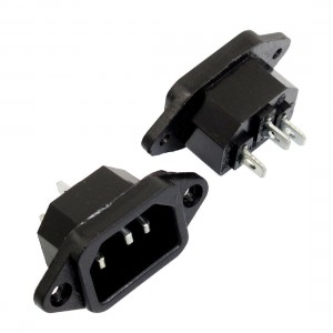 10 Pcs AC 250V 10A Flat Head 3P C14 Male Plug Power Inlet Socket Adapter Black