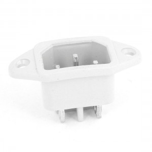 AC 250V 10A 3 Pins C14 Male Power Inlet Socket Plug Connector White