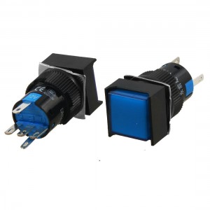 5 Pcs Blue Square DC 12V Light Latching Panel Mount Push Button Switch