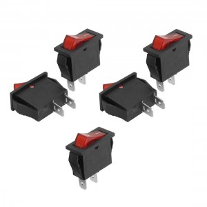5 Pcs AC 250V 10A AC 125V 15A 2 Pins SPST Red Button Boat Rocker Switch