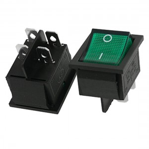 2 x Green Light 4Pin DPST On-Off Snap in Boat Rocker Switch 16A/250V 20A/125V AC