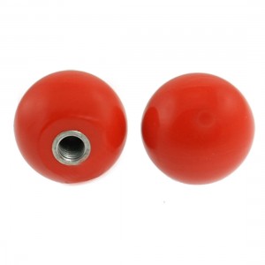 2 Pcs 10mm Thread Hole Red Plastic 40mm Dia Handle Ball Knobs