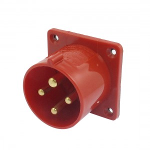 AC 380V-415V 32A 3P+E IEC309-2 Panel Mount Industrial Plug Red