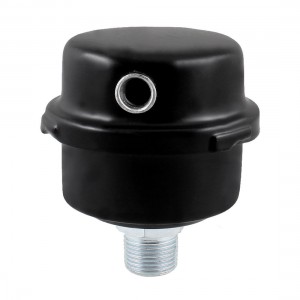 Black Metal Case 3/8"PT Male Thread Exhaust System Silencer Muffler