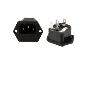 250V 10A 3 Pins IEC 320 C14 Power Inlet Socket w Fuse Holder 10 Pcs