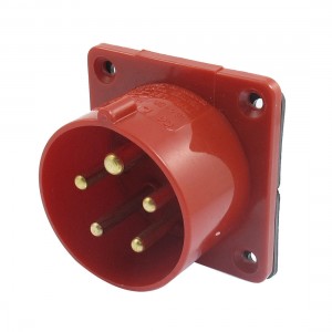 AC 220-380V/240-415V 16A 3P+E+N IEC309-2 Panel Mount Industrial Plug Red