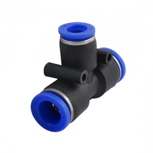 Air Pneumatic Tee Adapters 8mm to 6mm One Touch Fittings Connector Black Blue