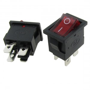 5pcs Red Light Illuminated DPST ON-OFF Snap In Rocker Switch 6A/250V 10A/125V AC