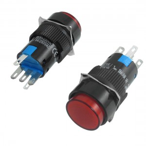 2 x 5P Latching 1NO 1NC Red Neon Light Round Push Button Switch 12V