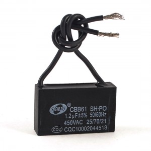 CBB61 1.2uF 450VAC 2-Wire Non Polar Motor Running Capacitor