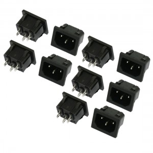 10 x AC 250V 10A IEC320 C14 3Pin Male Power Plug Black