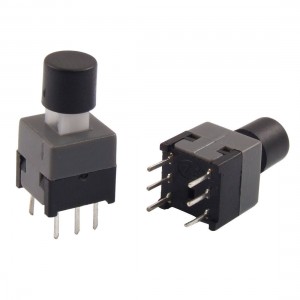 10 Pcs 8.5 x 8.5mm x 18mm Tactile Tact Push Button Switch Self Lock 6 Pin w Cap