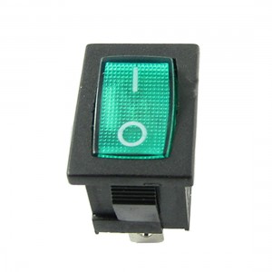 6A/250V 10A/125V Green Light ON-OFF 2 Position SPST Snap In Boat Rocker Switch