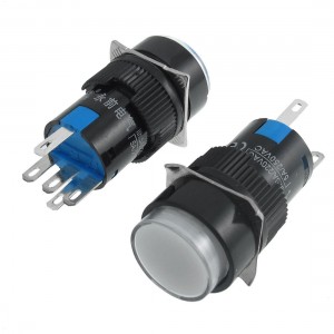 2 x 5P Latching 1NO 1NC White Neon Light Round Push Button Switch 12V