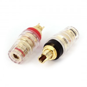 2pcs Gold Plated Amplifier Speaker 5mm Cable Hole Dia Terminal Binding Post