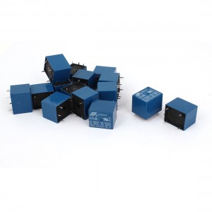 DC12V SPDT 5 Pins PCB Type Electromagnetic Coil Power Relay Blue 15 Pcs