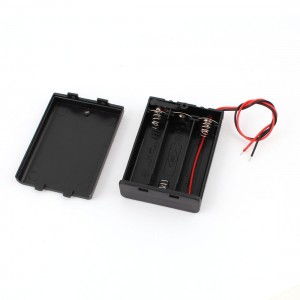 6" Lead 3 x 1 5V AA Battery Box Case Holder with Cover on Off Switch Black