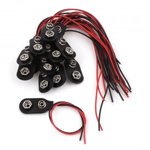 14 Pcs Faux Leather Shell Dual Wires 9V Batteries Clip Connectors Battery Holder