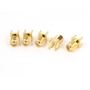 5 Pcs Gold Tone SMA Female Jack Solder PCB Clip Edge Mount RF Adapter Connector