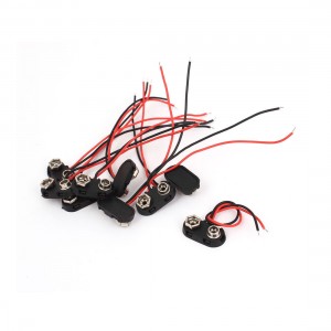 9pcs Snap in 9V 9 Volt Battery Clip Connector Hard Shell I Type Black