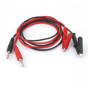 2pcs Red Black Alligator Test Lead Clip to Banana Plug Probe Cable Cord 1M
