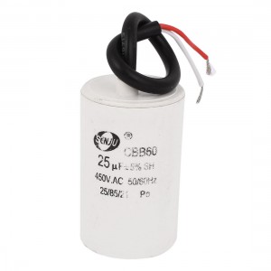 CBB60 AC 450V 25uF 5 Wire Lead Non Polar Cylindrical Running Motor Capacitor