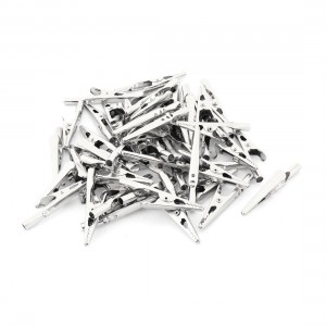 50 Pcs Electric Test Crocodile Alligator Clips Clamps Silver Tone