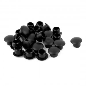 8mm Inner Hole 10mm Tube Round Soft Plastic Plug Seal Stopper Black 24 Pcs