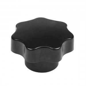 M12 60mm Dia Thread Black Plastic Star Head Clamping Knob Grip