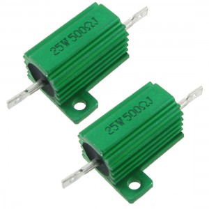 2 Pcs Green Aluminum Housed Wirewound Resistors 25W 500 Ohm 5%