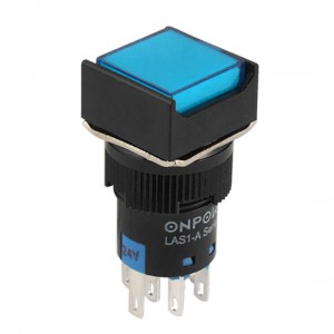Square Blue Light 2NO 2NC Selflocking Pushbutton Switch