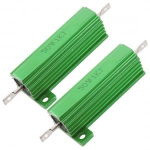 2 x Chassis Mounted 50W 1K Ohm 5% Aluminum Case Wirewound Resistors Green