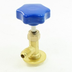 Blue Plastic Grip Knob Male Thread Right Angle Water Inlet Can Tap Valve