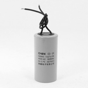 CBB60 AC 450V 15uF Polypropylene Film Motor Running Capacitor Gray