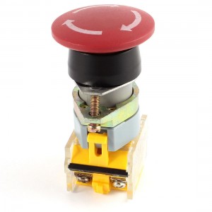 AC 660V 10A DPST Red Mushroom Self-Locking Emergency Stop Push Button Switch