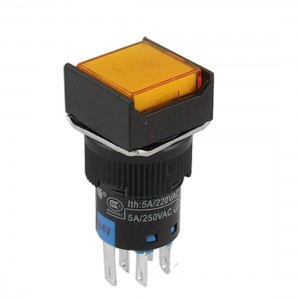 DC 24V Orange Light Lamp Self-locking Pushbutton Switch