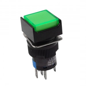 DC 24V Green Neon Light Square Momentary AC 3A/250V Pushbutton Switch