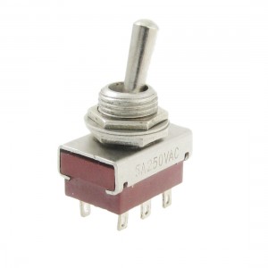 5 Pcs AC 250V 5A Amps ON/ON 2 Position DPDT 6 Solder Lug Terminals Toggle Switch