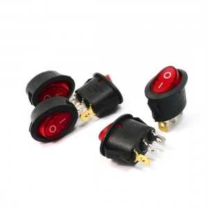 10A 125VAC 6A/4A 250VAC SPST 3P Red Indicator Lamp I/O Rocker Switch