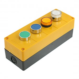 AC 110V Yellow White Signal Lamp Cap Momentary Push Button Switch Station