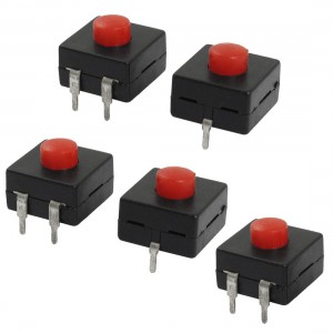 5 Pcs Double Row Vertical 3 Pins Latching Square Torch Push Button Switch