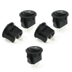 5 Pcs AC 125V/6A 250V/3A 2 Pins SPST ON OFF Rocker Boat Switches Black