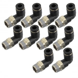 10 Pcs Pneumetic 6mm to 1/4" PT Male Thread One Touch Elbow Quick Fittings