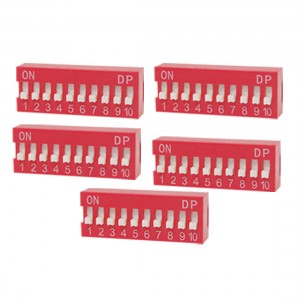 5 Pcs 2.54mm Pitch 10 Position Slide Type DIP Switch Red Grxyq