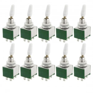 10 Pcs 2A/250VAC 2P2T DPDT ON/ON 2 Position 6 Pins Toggle Switches Green